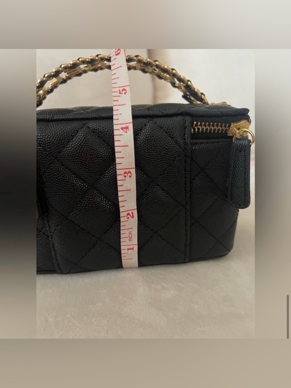 GWP Chanel Black Quilted Leather vanity Bag chain crossbody - Picture 9 of 11